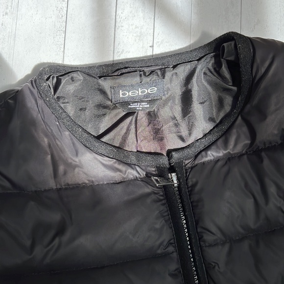 Bebe Women's Black Peplum Puffer Jacket - Picture 3 of 4